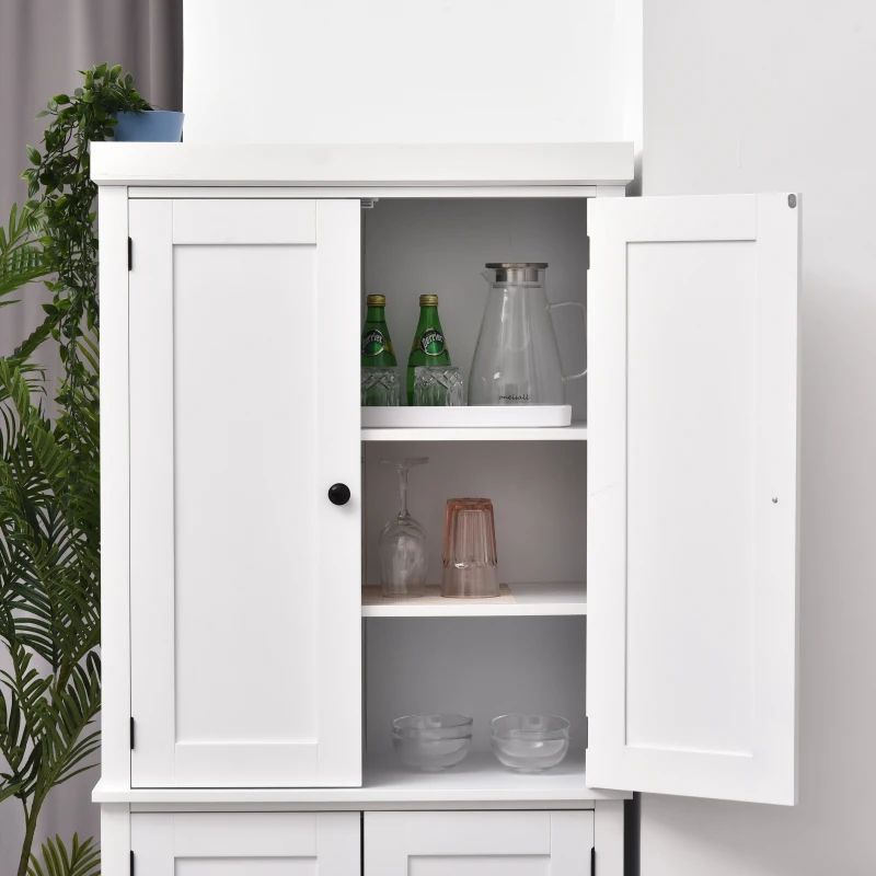 HOMCOM 72.5" Freestanding Kitchen Pantry Cabinet with 4 Doors, White