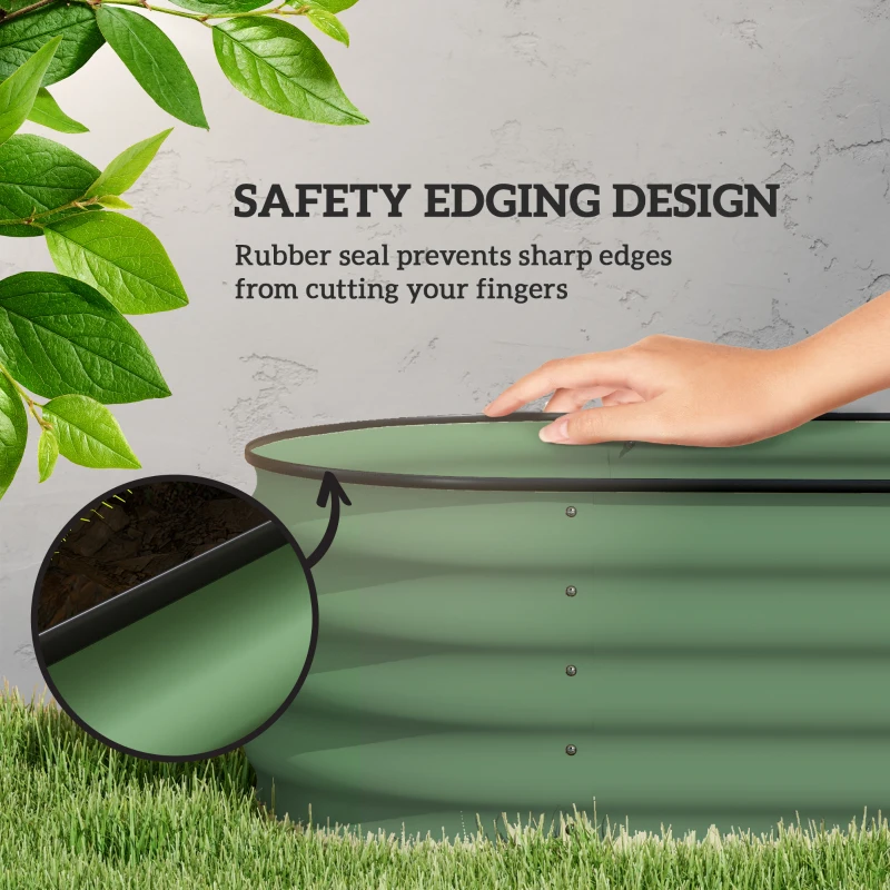Outsunny 6.5 x 2 x 1.5 FT Galvanized Steel Raised Garden Bed, Metal Garden Bed Planter Box with Safety Edging, Green