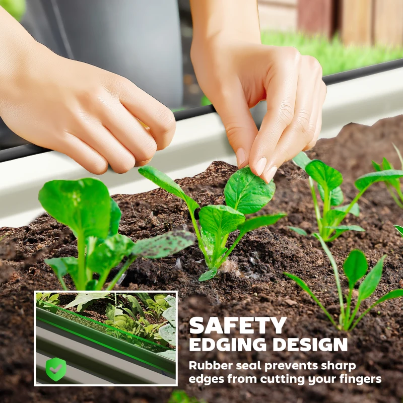 Outsunny 6 x 3 x 1ft Galvanized Raised Garden Bed Kit, Metal Planter Box with Safety Edging,  Black