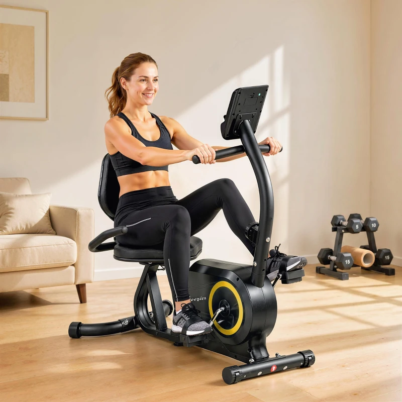 Soozier Recumbent Exercise Bike for Home, Stationary Bike with Bluetooth, App Connectivity, Quiet 8-Level Magnetic Resistance