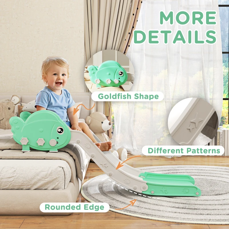 Qaba Toddler Couch Slide for Bed, Sofa, Stairs, Easy Assemble & Storage, for 18-48 Months, Green