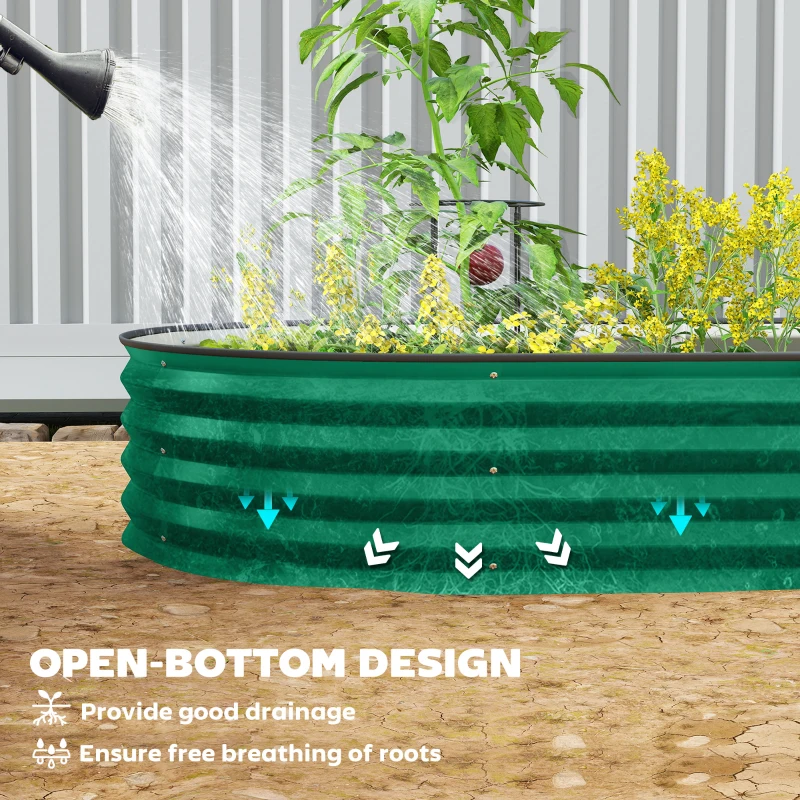 Outsunny 6' x 3' x 1' Large Outdoor Planter Box, Galvanized Raised Garden Bed with Metal Plant Stake, Green