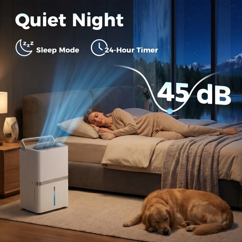 HOMCOM 100 Pint Smart Dehumidifier, 5,200 Sq. Ft., WiFi Large Dehumidifier with App, Alexa, Google Voice Control, Drain Hose