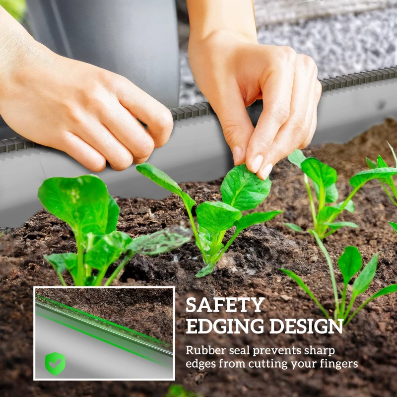 Outsunny 7.9 x 2 x 1ft Galvanized Raised Garden Bed Kit, Metal Planter Box with Safety Edging, Silver