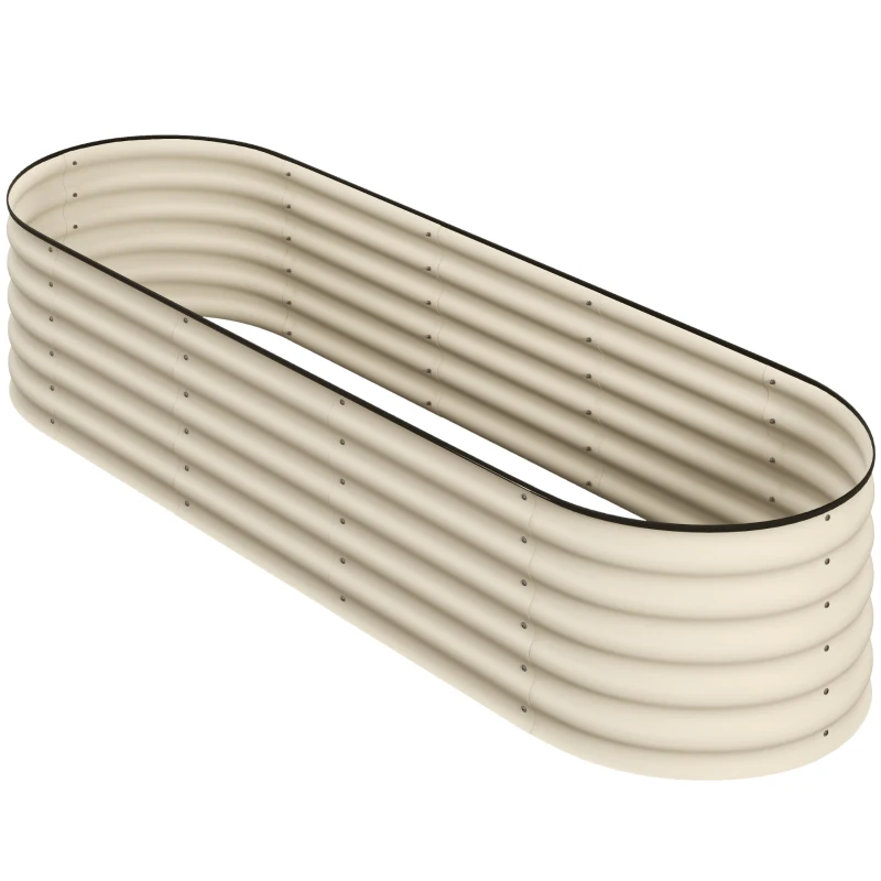 Outsunny 6.5 x 2 x 1.5ft Galvanized Raised Garden Bed Kit, Metal Planter Box with Safety Edging, Cream White