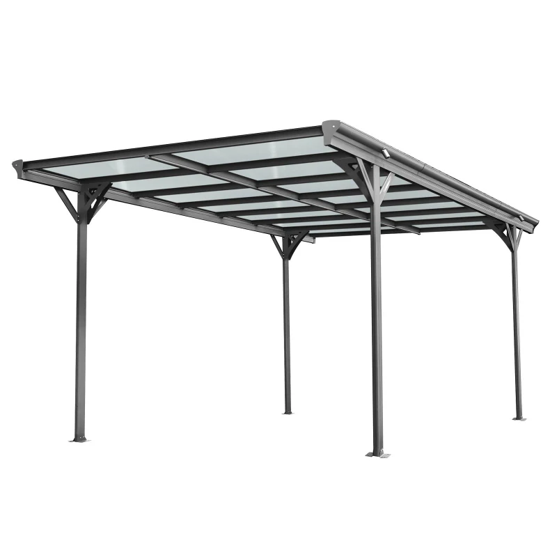 Outdoor Storage Carport with Double-Layer Waterproof Roof, Sloping-Roof Vehicle Shelter with Aluminium Alloy Frame, 120'' L x 198'' W x 91.5'' H, Black