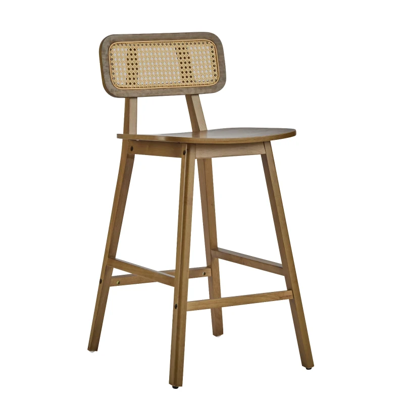 Bari Counter Stools with High-Quality Rubber Wood, Cozy Bar Chairs with Good Breathability and Lumbar Support, 18" L x 20.5" W x 36" H, Walnut