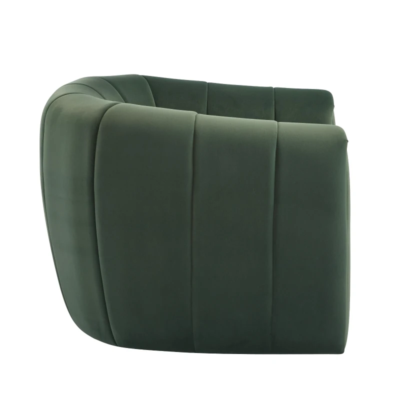 Modern Comfort Club Chair with Boutique-Feel Seat, Semi-Circular Armchair with Integrated Armrests, 37'' L x 32.5'' W x 26.5'' H, Black+Olive Green