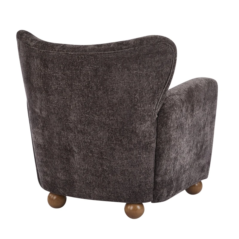 Cozy Wingback Armchair with Premium Fabric Upholstery, Bouclé Accent Chair with Plush Cushioned Seat, 32'' L x 31'' W x 32.5'' H, Dark Brown+Teak