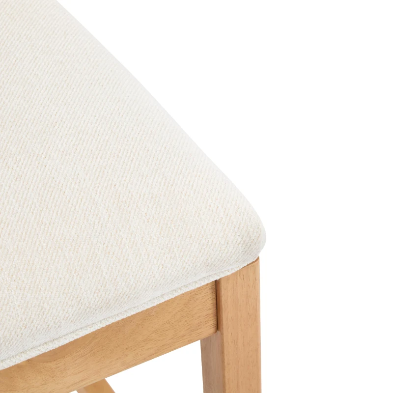 Cozy Counter Stools with Padded Upholstered Seat, Rubberwood Bar Chairs with Reinforced Footrest, 20.5" L x 22.5" W x 6" H, Beige+Natural