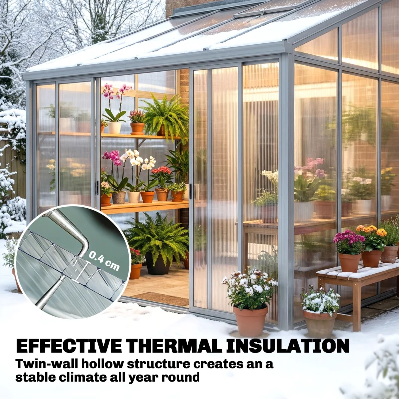 Outsunny Polycarbonate Greenhouse Panels UV Protected Twin-Wall Roof Panels Clear 47.2" x 23.6", 6 Pack
