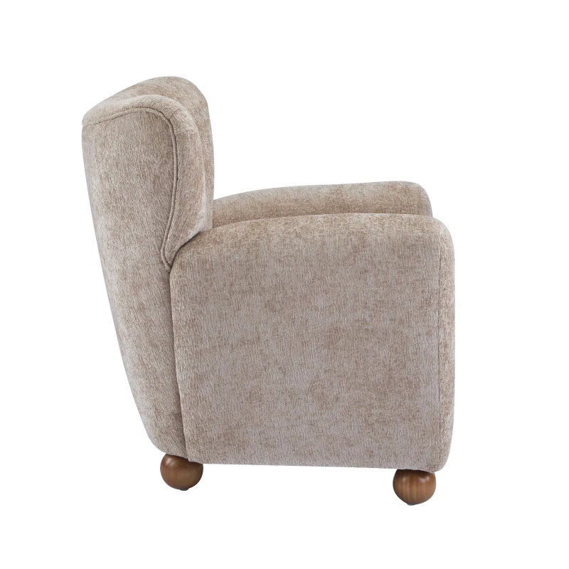 Cozy Wingback Armchair with Premium Fabric Upholstery, Bouclé Accent Chair with Plush Cushioned Seat, 32'' L x 31'' W x 32.5'' H, Beige Brown