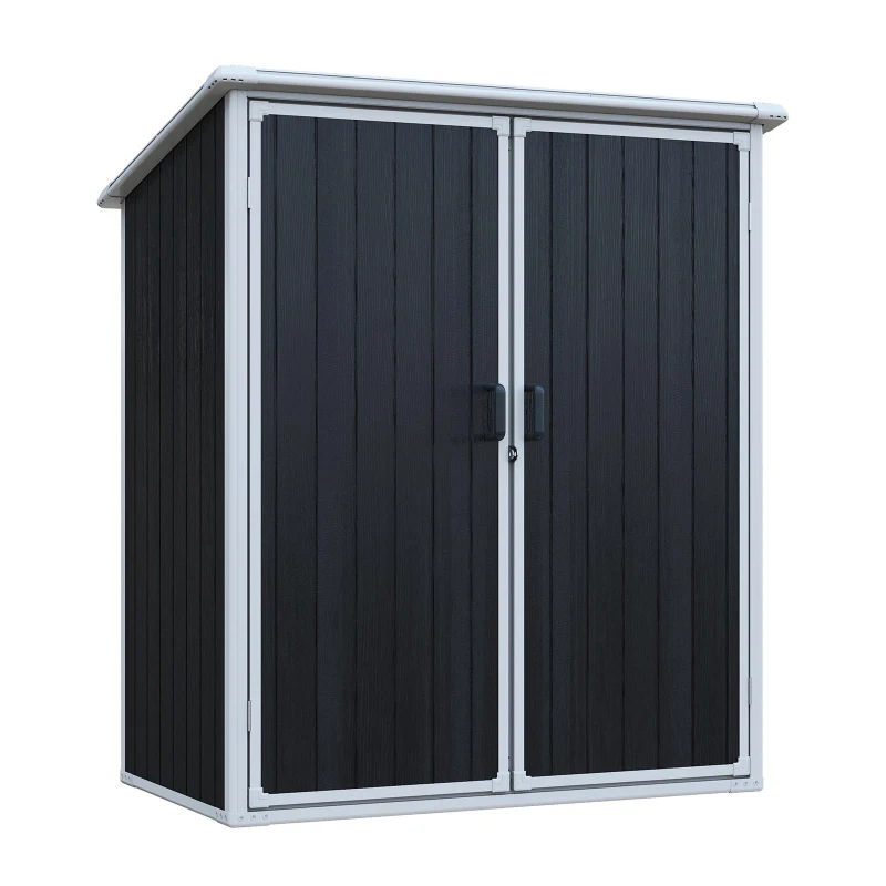 Outdoor Resin Storage Shed with Secure Lockable Doors, Waterproof Lockable Cabinet with UV-Resistant Durable Resin, 60.5'' L x 38'' W x 68.5'' H, Black