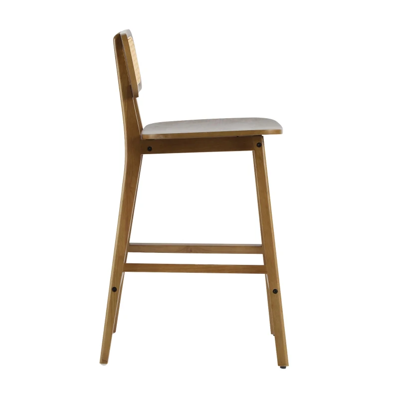 Bari Counter Stools with High-Quality Rubber Wood, Cozy Bar Chairs with Good Breathability and Lumbar Support, 18" L x 20.5" W x 36" H, Walnut