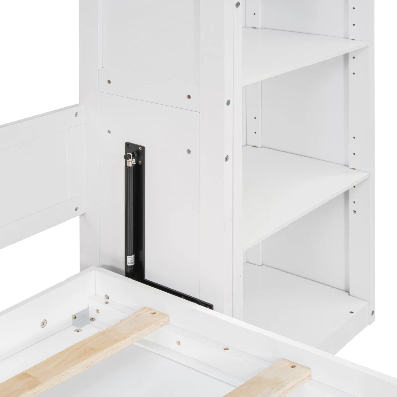 Space-Saving Murphy Bed with 5-layer Folded Cabinet, Solid Murphy Bed Frame with 600 lbs Weight Capacity, 87.5" L x 15.5" W x 83.5" H, White