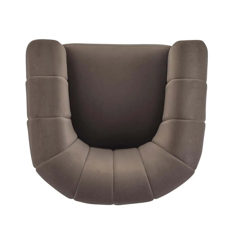 Modern Comfort Club Chair with Boutique-Feel Seat, Semi-Circular Armchair with Integrated Armrests, 37'' L x 32.5'' W x 26.5'' H, Black+Dark Brown