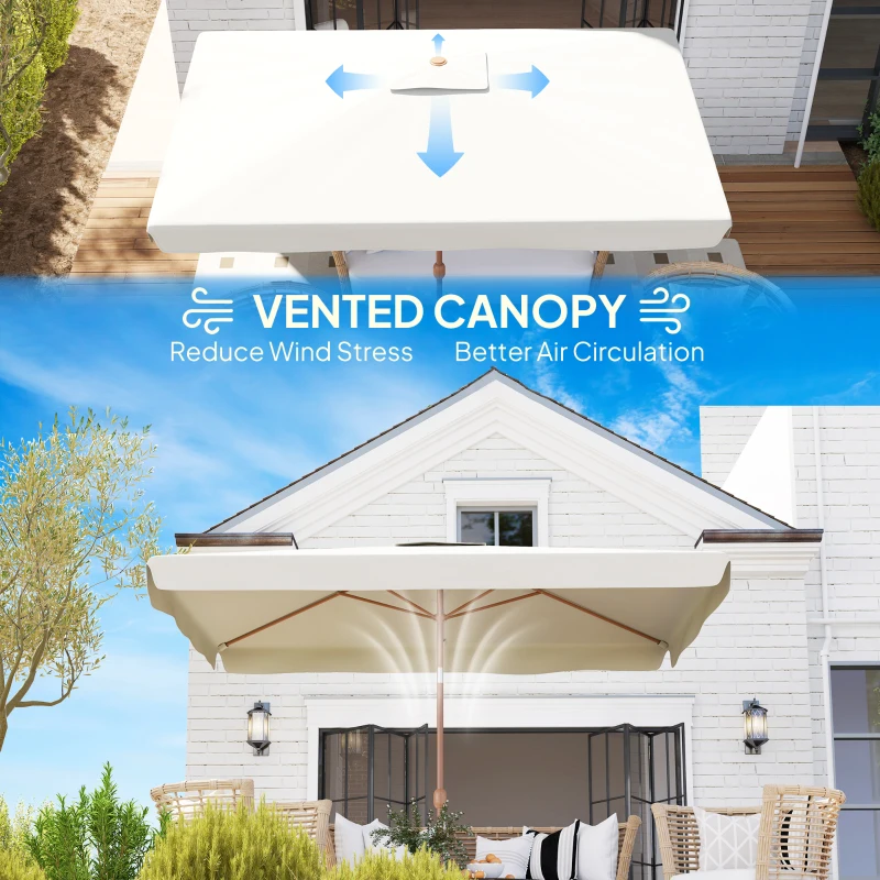 Outsunny Patio Umbrella 118.1" x 78.7" Outdoor Parasol UV50+ Protection in White