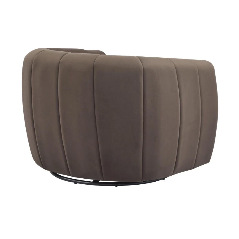 Modern Comfort Club Chair with Boutique-Feel Seat, Semi-Circular Armchair with Integrated Armrests, 37'' L x 32.5'' W x 26.5'' H, Black+Dark Brown