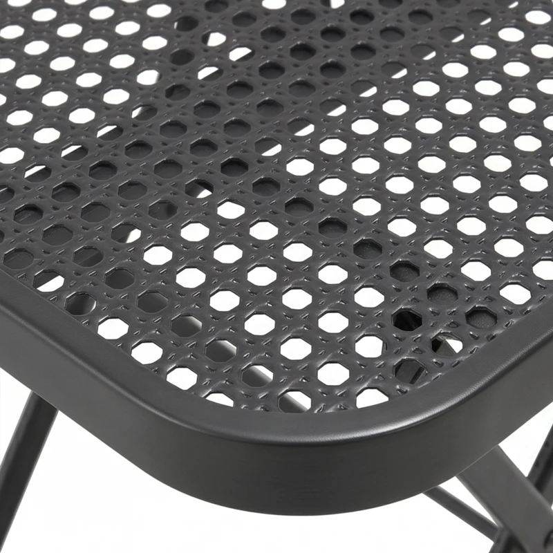 Outsunny 27.5" Square Outdoor Patio Table, Outdoor Folding Table with Grid Rattan-Like Top for Camping, Picnic, Black