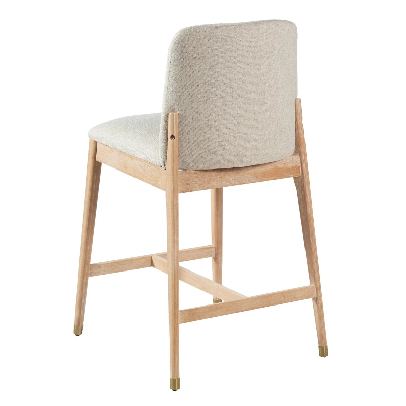 Counter Height Bar Stool Set of 2 with Rubberwood Construction, Modern Bar Chairs with Padded Upholstered Seat, 20'' L x 22.5'' W x 38'' H, Natural