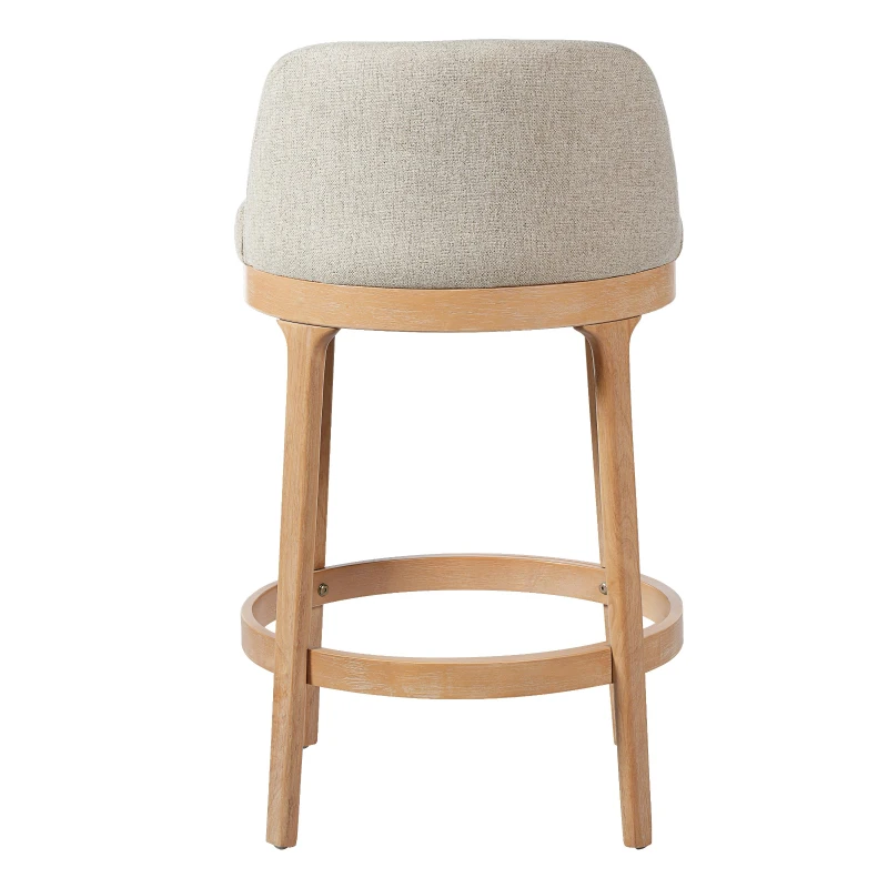 Counter Height Bar Stools with Premium Rubberwood Frame, Modern Bar Chairs with Ergonomic Seat, 18.5'' L x 18.5'' W x 33'' H, Beige+Natural