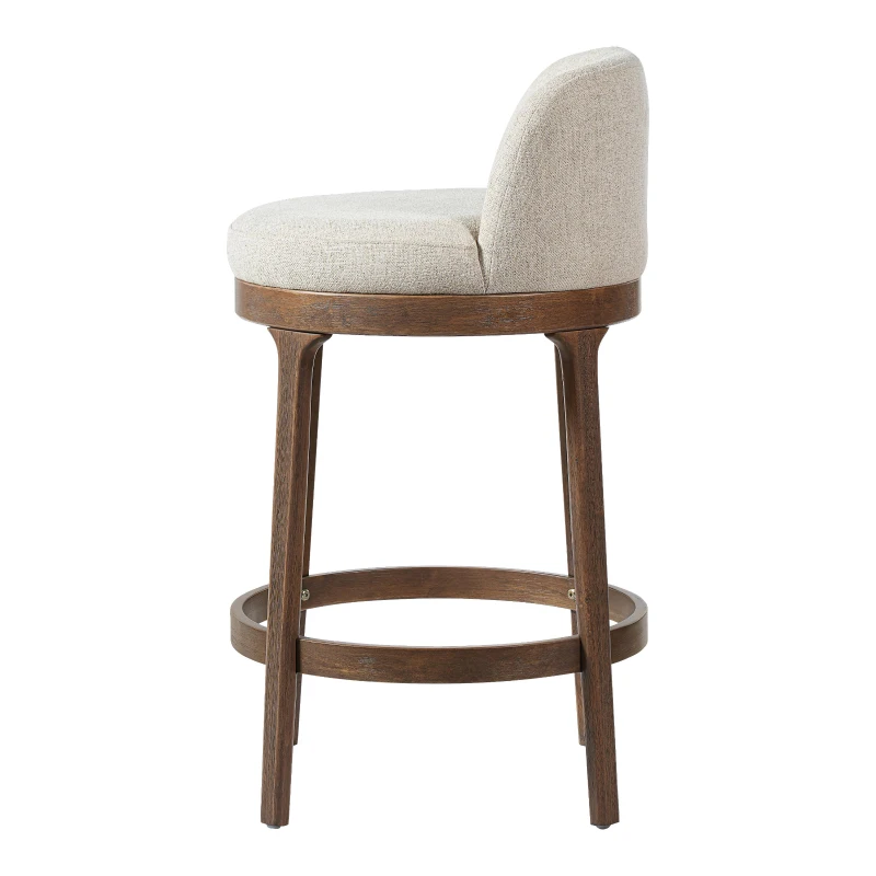 Counter Height Bar Stools with Rubber Wood Frame, Modern Bar Chairs with Upholstered Ergonomic Seat, 18.5'' L x 18.5'' W x 33'' H, Beige+Walnut