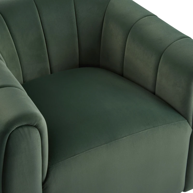 Modern Comfort Club Chair with Boutique-Feel Seat, Semi-Circular Armchair with Integrated Armrests, 37'' L x 32.5'' W x 26.5'' H, Black+Olive Green