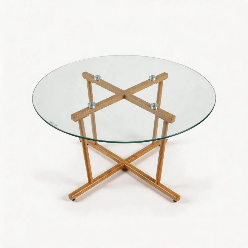 Round Tempered Glass Coffee Table with Solid Iron Legs, Modern Center Table with Stable Frame, 27.5'' L x 27.5'' W x 14.5'' H, Natural+Transparent
