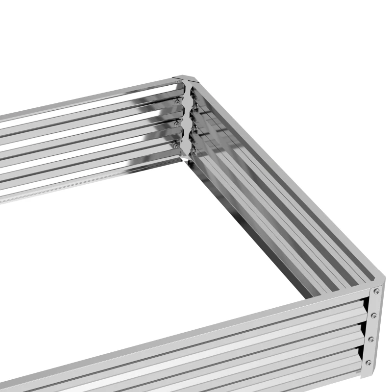 Outsunny 4' x 4' x 1' Galvanized Raised Garden Bed, Metal Garden Box with Open Bottom, Easy Assembly Outdoor Planter Box for Vegetables Flowers Herbs, Silver