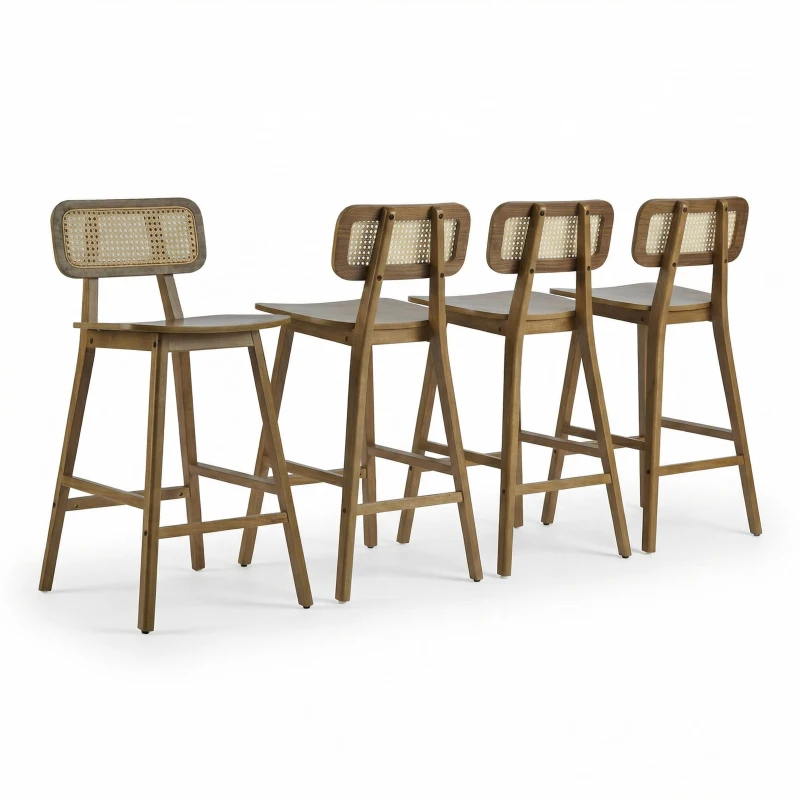 Bari Counter Stools with High-Quality Rubber Wood, Cozy Bar Chairs with Good Breathability and Lumbar Support, 18" L x 20.5" W x 36" H, Walnut