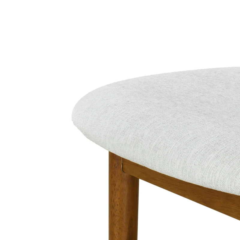 Indoor Modern Bar Stools Set of 2 with Rubber Wood Frame, Fixed Non-Swivel Bar Chairs with Sturdy Metal Footrest, 19'' L x 23'' W x 43'' H, Ivory+Walnut