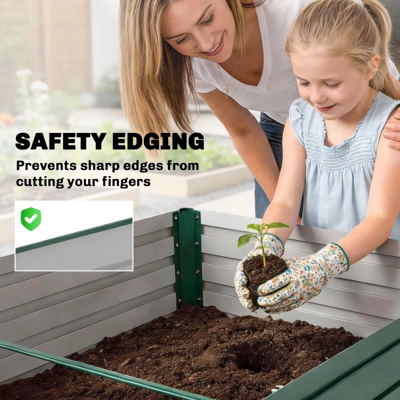 Outsunny 5' x 3' x 2' Raised Garden Bed, Galvanized Planter Box for Growing Flowers, Herbs and Vegetables, Green