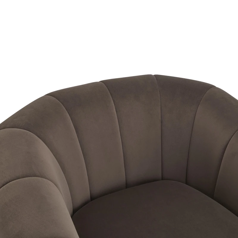 Modern Comfort Club Chair with Boutique-Feel Seat, Semi-Circular Armchair with Integrated Armrests, 37'' L x 32.5'' W x 26.5'' H, Black+Dark Brown