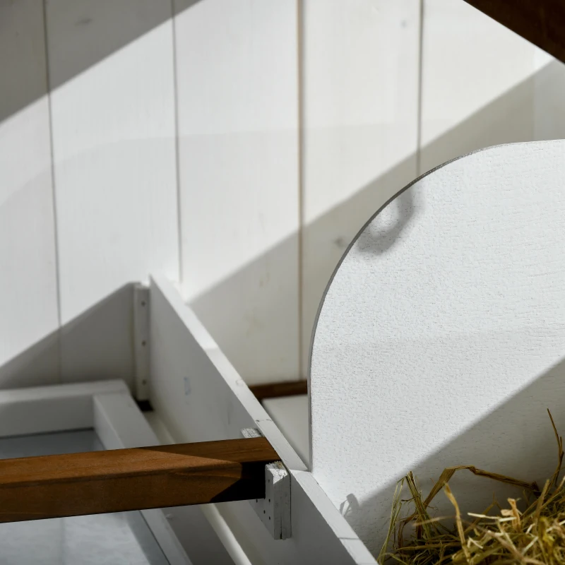 PawHut 47" Wooden Chicken House with Nesting Box, Slide-out Tray, Ramp, Easy Movable Chicken Coop, White