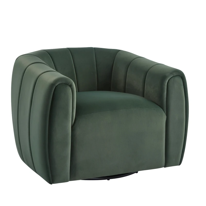 Modern Comfort Club Chair with Boutique-Feel Seat, Semi-Circular Armchair with Integrated Armrests, 37'' L x 32.5'' W x 26.5'' H, Black+Olive Green