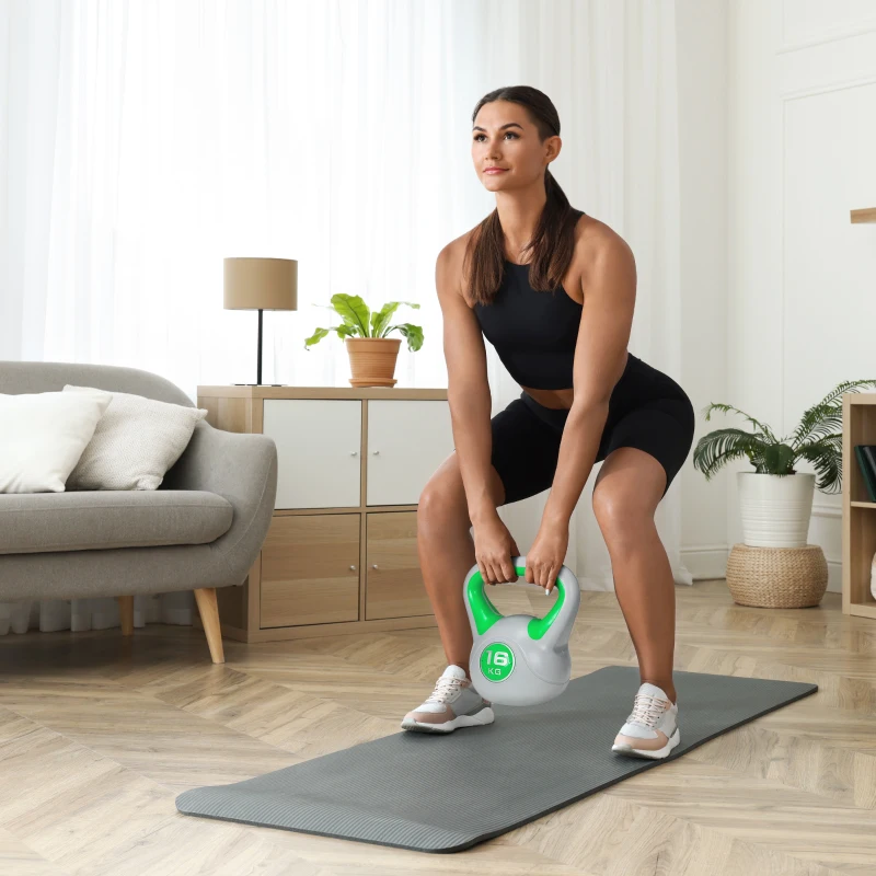Soozier 35 lb Soft Kettlebell, Sand Filled Weight with Grip Handle, Solid Kettlebell Weight for Full Body Workout, Green
