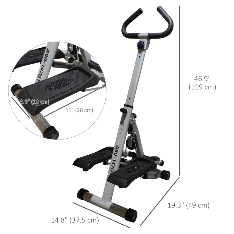 Soozier Height Adjustable Stair Stepper, Stepper Exercise Machine with Handlebar, LCD Monitor, Black
