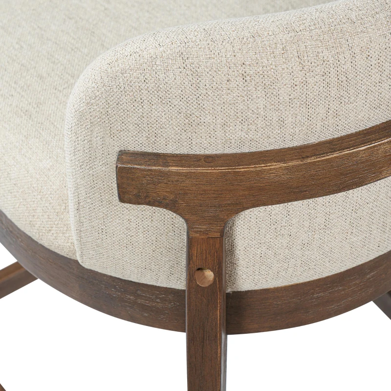 Counter Height Bar Stools with Foam Upholstered Seat, Modern Bar Chairs with Ergonomic Curved Back, 19.5'' L x 21.5'' W x 33'' H, Beige+Walnut