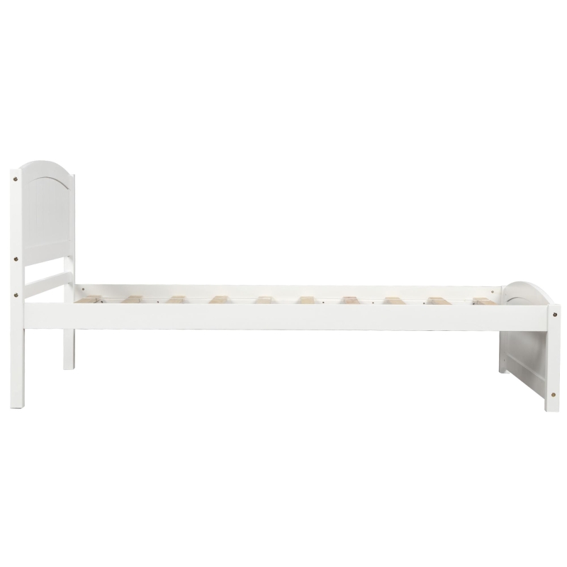 Twin Wood Platform Bed with Durable Material and Light Weight, Solid Bed Frame with 10 Evenly Spaced Slats, 79.5" L x 41.5" W x 35.5" H, White