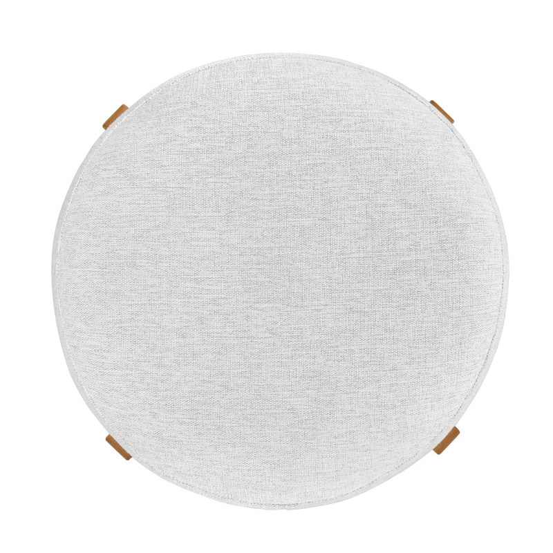 Indoor Round Seat Bar Stools with Premium Solid Frame, Non-Swivel Bar Chairs with Ergonomic Round Seat, 19.5'' L x 19.5'' W x 30'' H, Ivory+Walnut