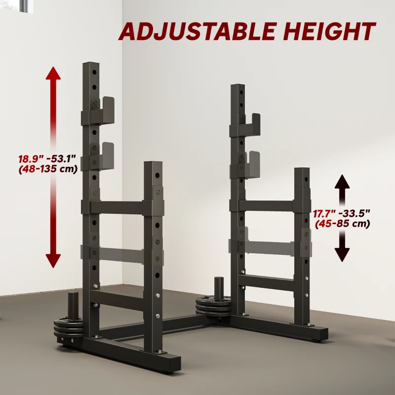 Soozier Adjustable Squat Rack, 660 lbs Multi-Function Barbell Rack for Weight Lifting and Home Gym Strength Training, Black