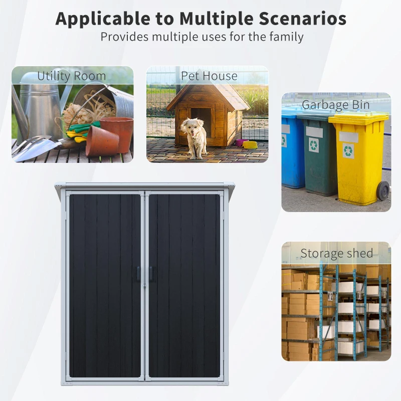 Outdoor Resin Storage Shed with Secure Lockable Doors, Waterproof Lockable Cabinet with UV-Resistant Durable Resin, 60.5'' L x 38'' W x 68.5'' H, Black