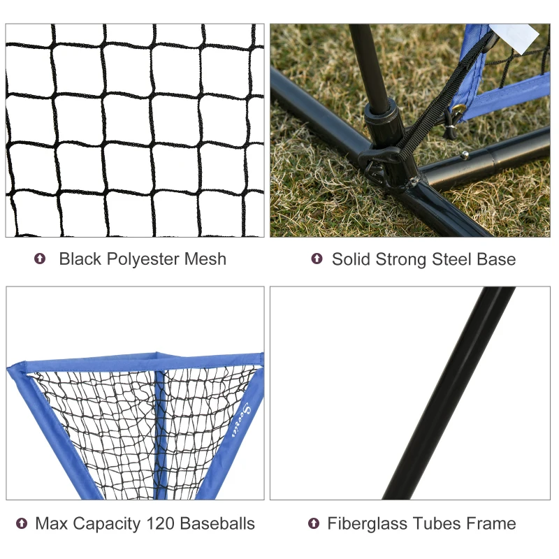 Soozier Baseball Practice Net Set with 7.5x7ft Catcher Net, Ball Caddy and Batting Tee, Portable Pitching Net with Carry Bag for Hitting, Pitching, Batting, Catching, Blue