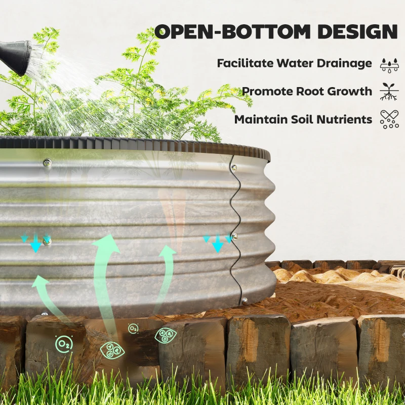 Outsunny Galvanized Raised Garden Bed, 4 x 3 x 1 ft Modular Metal Garden Beds with Rubber Strip Edging, Silver