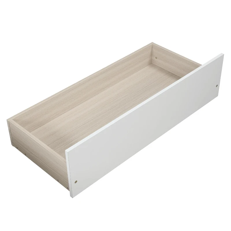 Solid Twin Wood Platform Bed with Strong Pine Legs and Durable Material, Bunk Bed with 2 Drawers Below, 79.5" L x 41.5" W x 37.5" H , White