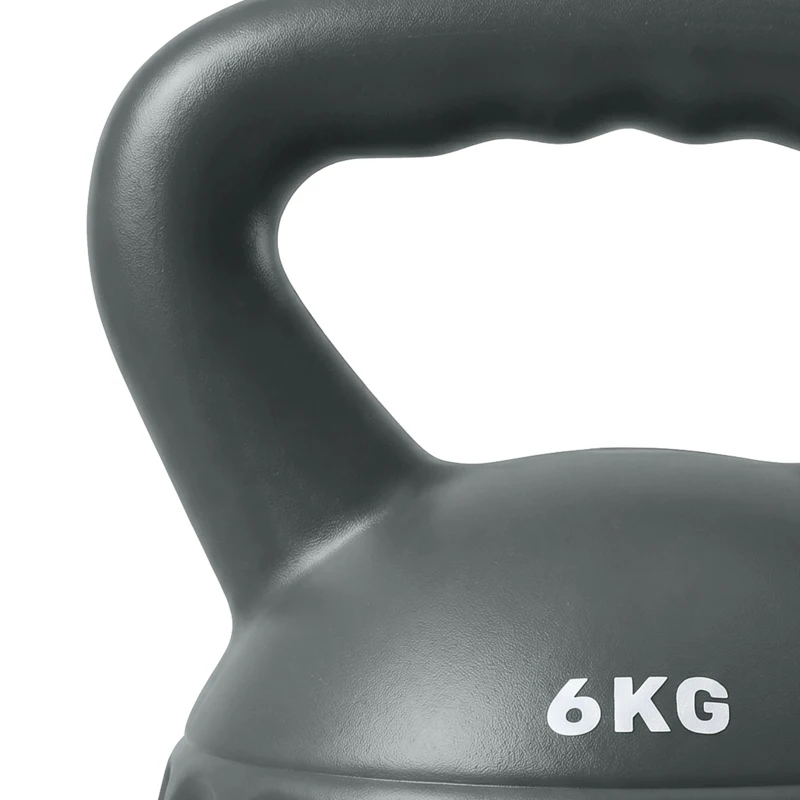 Soozier Kettlebell, 13 lbs Kettle Bell with Non-Slip Handle for Home Gym, Weight Lifting and Strength Training, Grey
