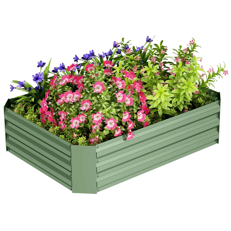 Outsunny Galvanized Raised Garden Bed, 4' x 3' x 1' Outdoor Metal Planter Box, Raised Bed for Growing Flowers Herbs, Dark Green