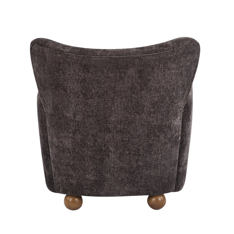 Cozy Wingback Armchair with Premium Fabric Upholstery, Bouclé Accent Chair with Plush Cushioned Seat, 32'' L x 31'' W x 32.5'' H, Dark Brown+Teak