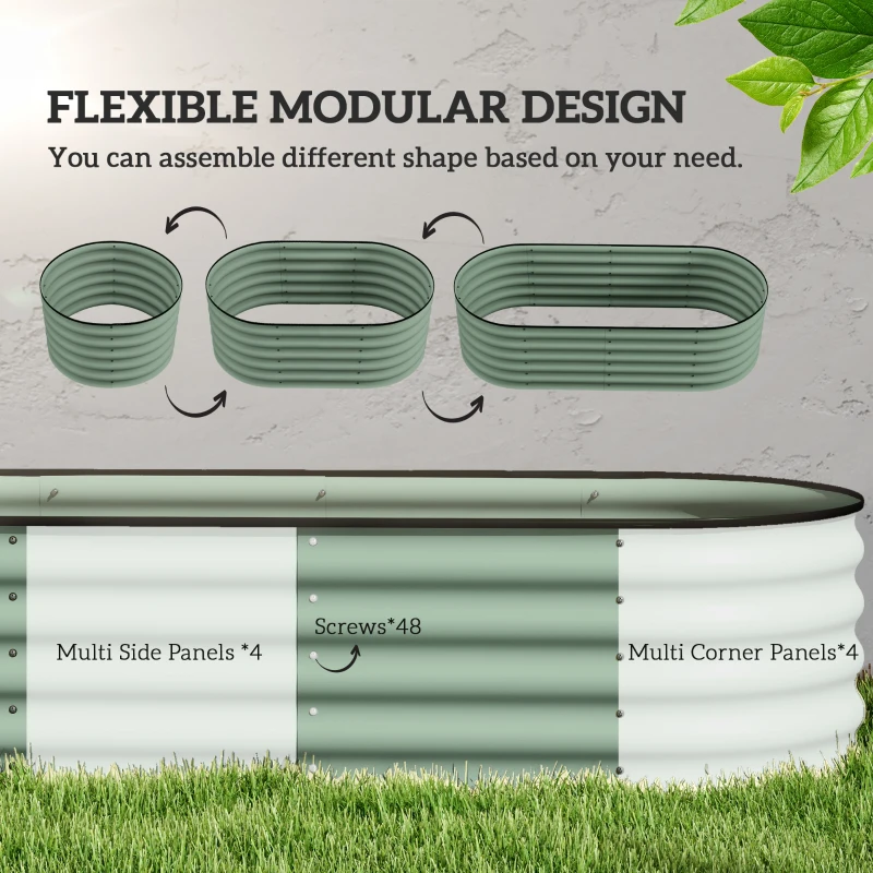 Outsunny 5 x 2 x 1.5 FT Galvanized Steel Raised Garden Bed, Metal Garden Bed Planter Box with Safety Edging, Green