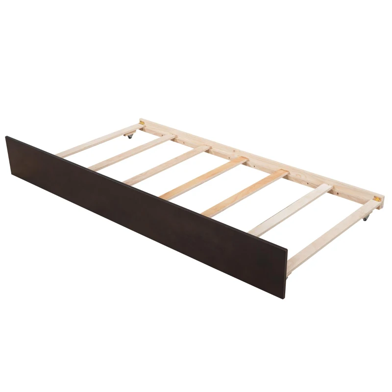 Full-Over-Full Bunk Bed with Pullout Trundle, Space-Saving Bed Frame with 2 Separate Beds, 79.5" L x 57" W x 60" H, Espresso